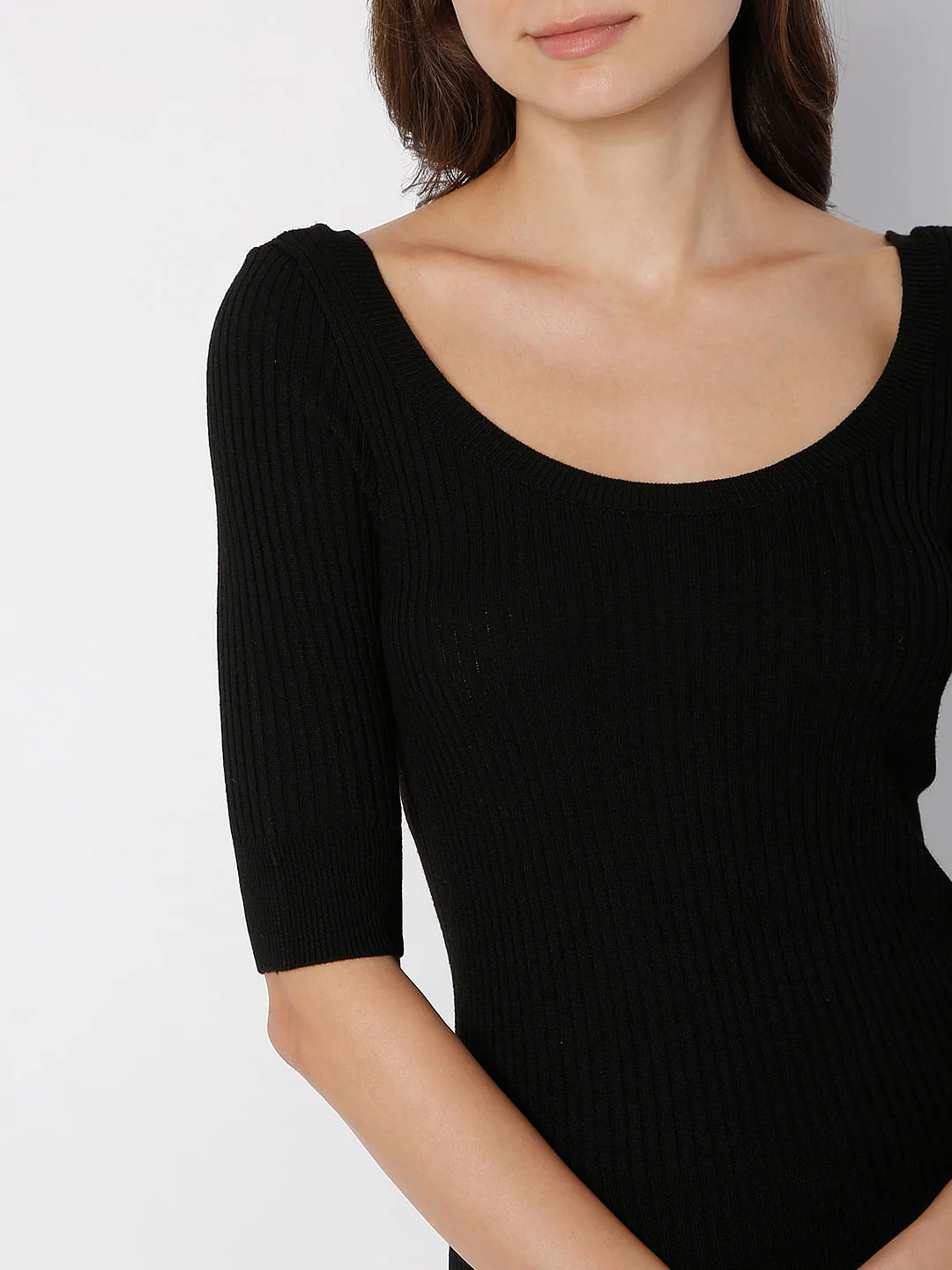 Black Ribbed Knit Top - Image 6