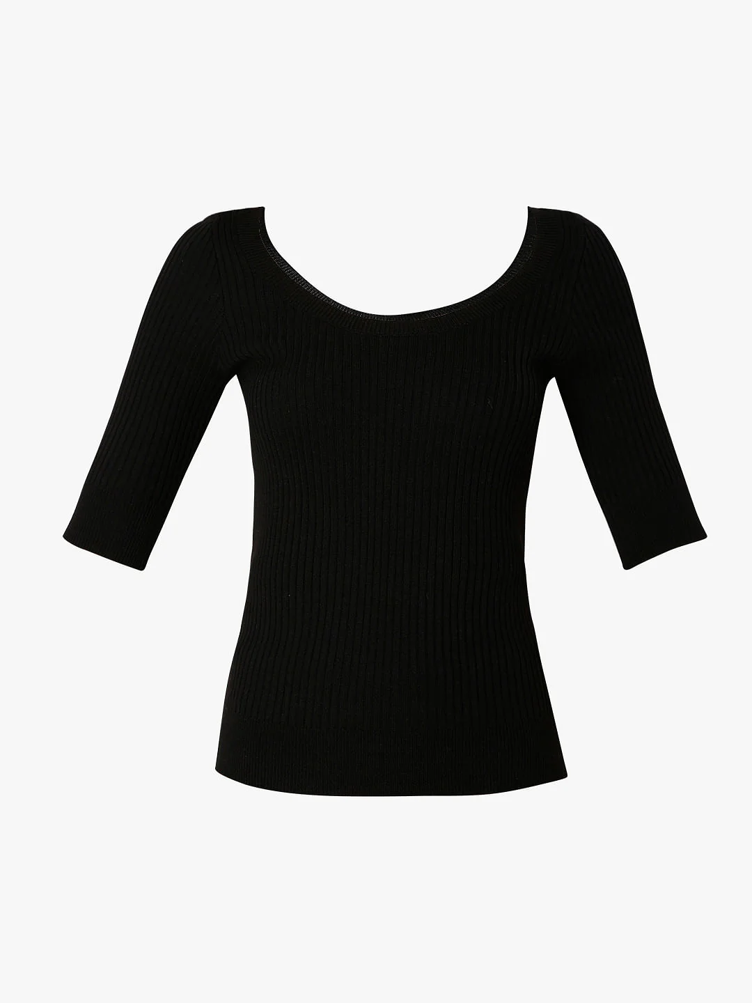 Black Ribbed Knit Top - Image 7