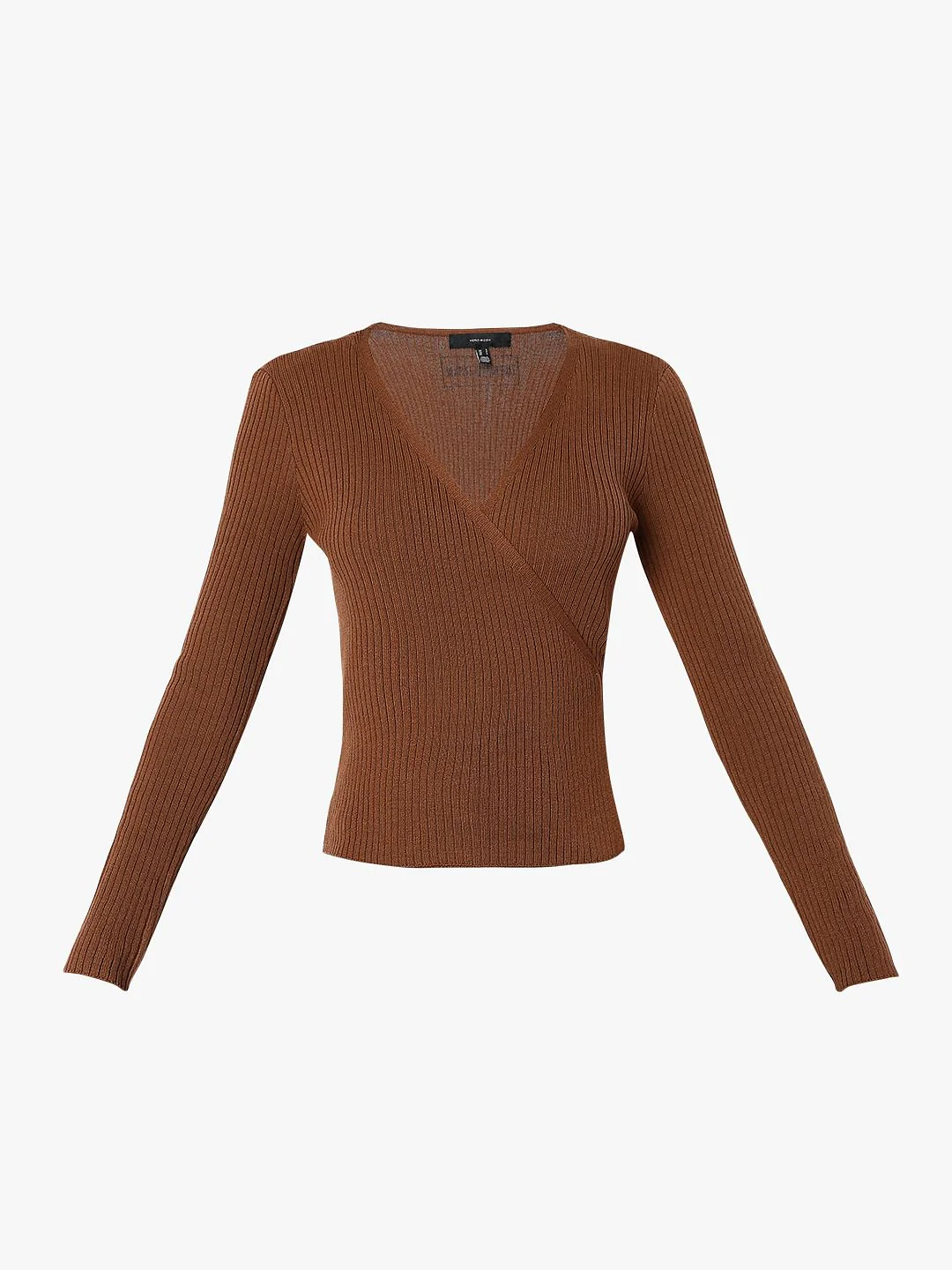 Brown Ribbed Wrap Top - Image 7