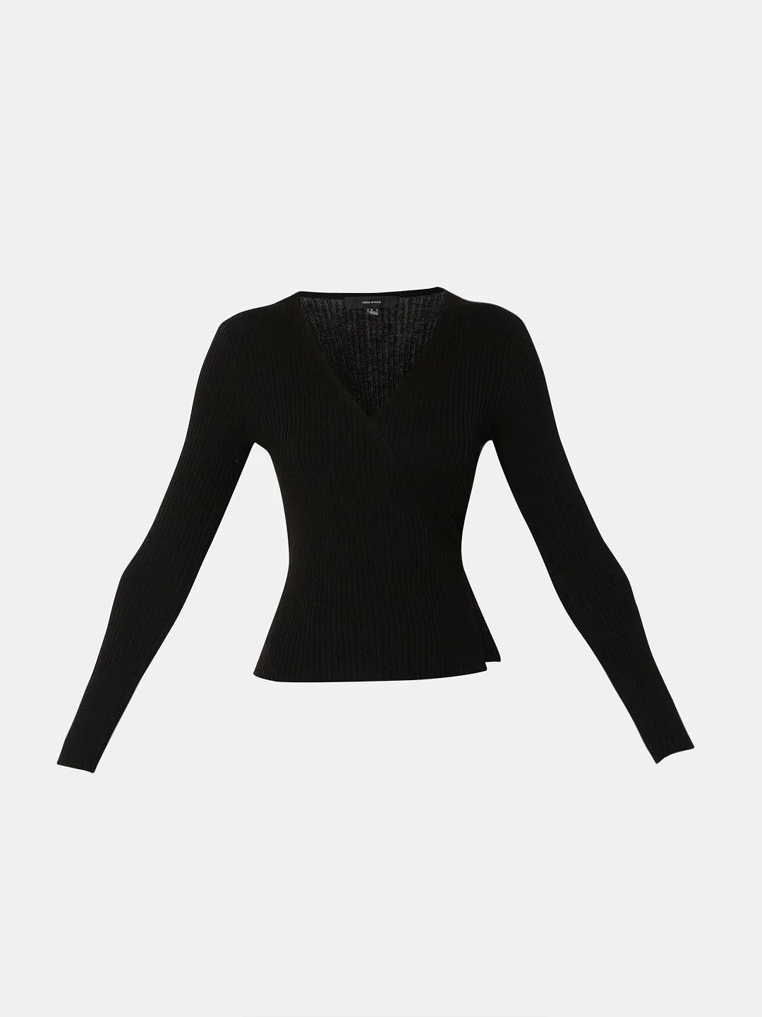 Black Ribbed Wrap Top - Image 7