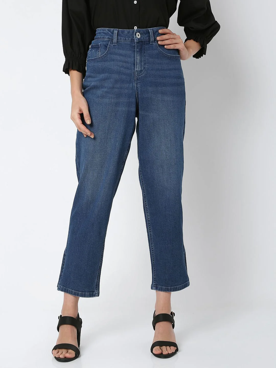 Blue High Rise Jade Straight Fit Jeans - Image 2