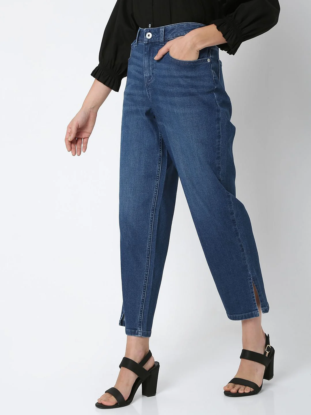 Blue High Rise Jade Straight Fit Jeans - Image 3