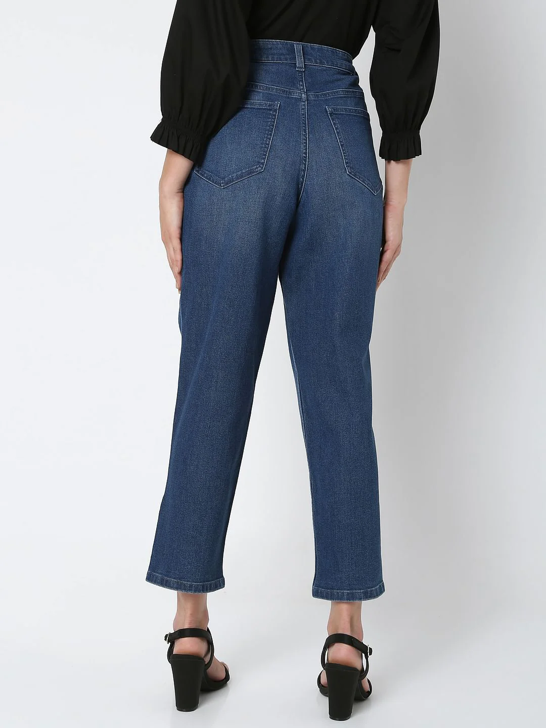 Blue High Rise Jade Straight Fit Jeans - Image 4