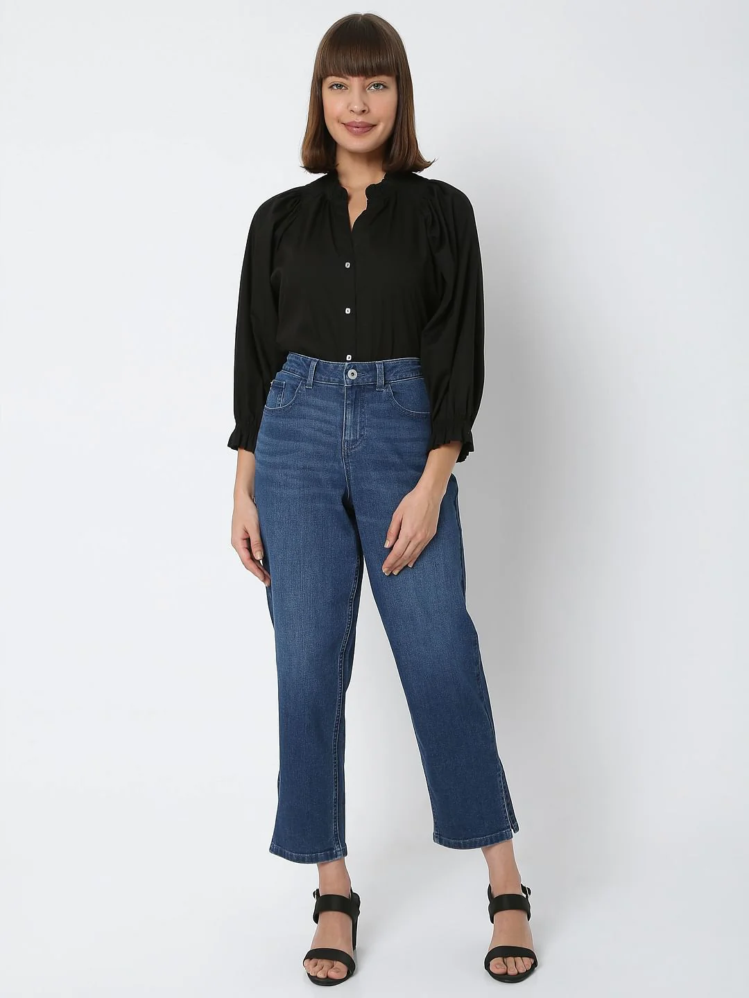 Blue High Rise Jade Straight Fit Jeans - Image 6