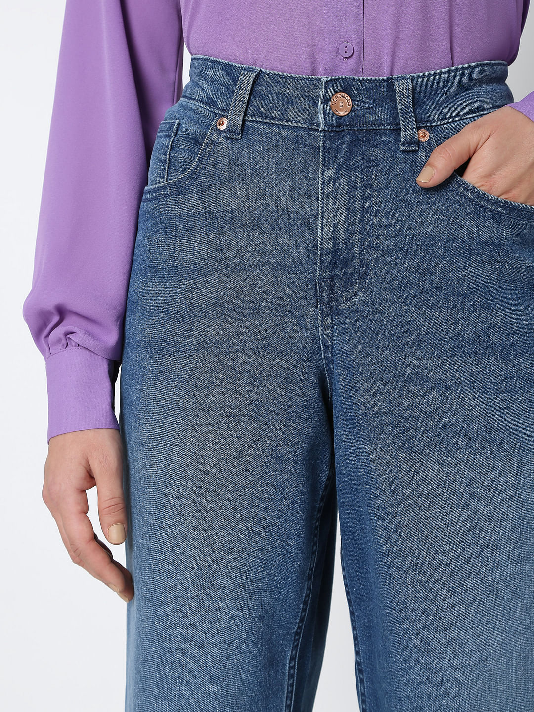 Blue High Rise Zoey Wide-Leg Jeans - Image 5