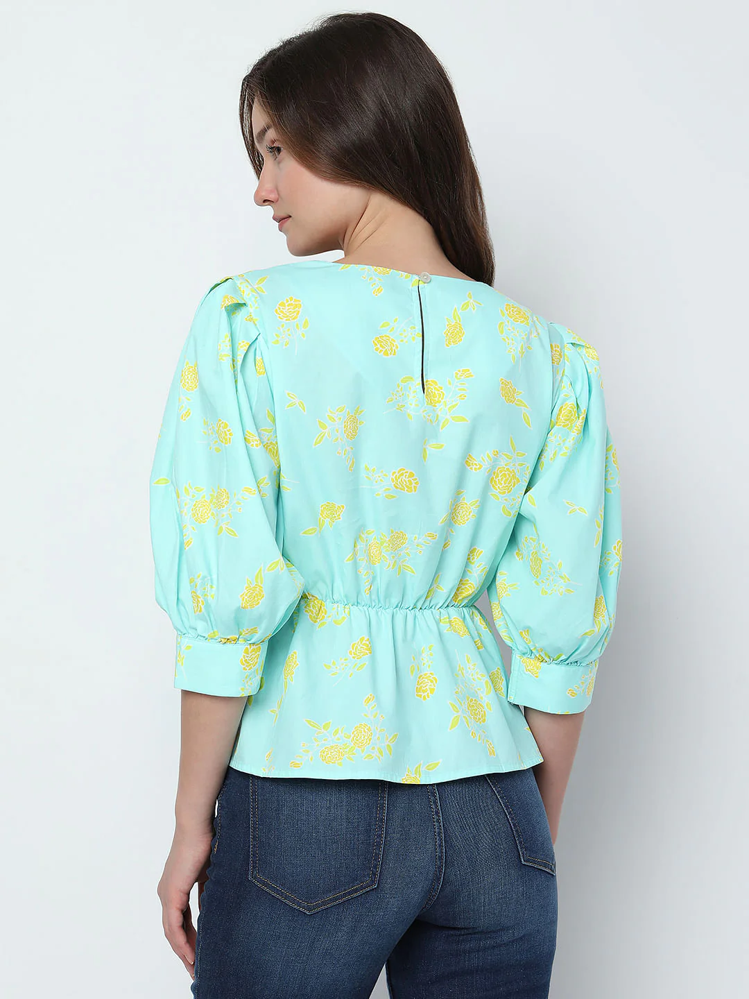 Green Floral Boatneck Top - Image 4