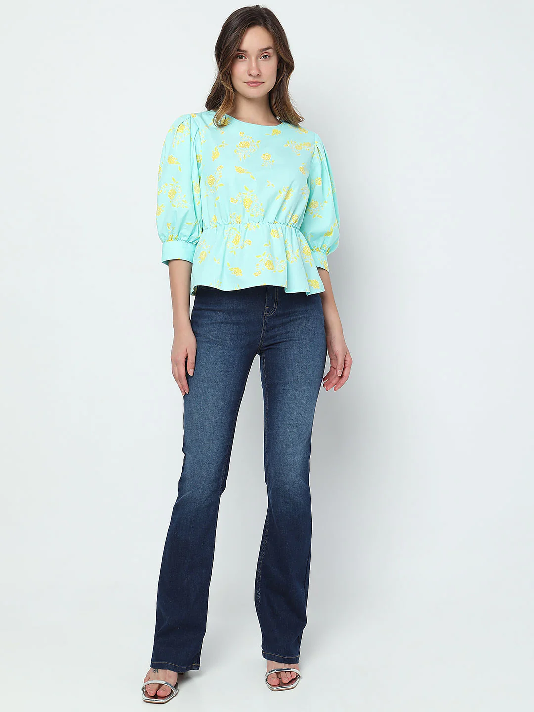 Green Floral Boatneck Top - Image 5