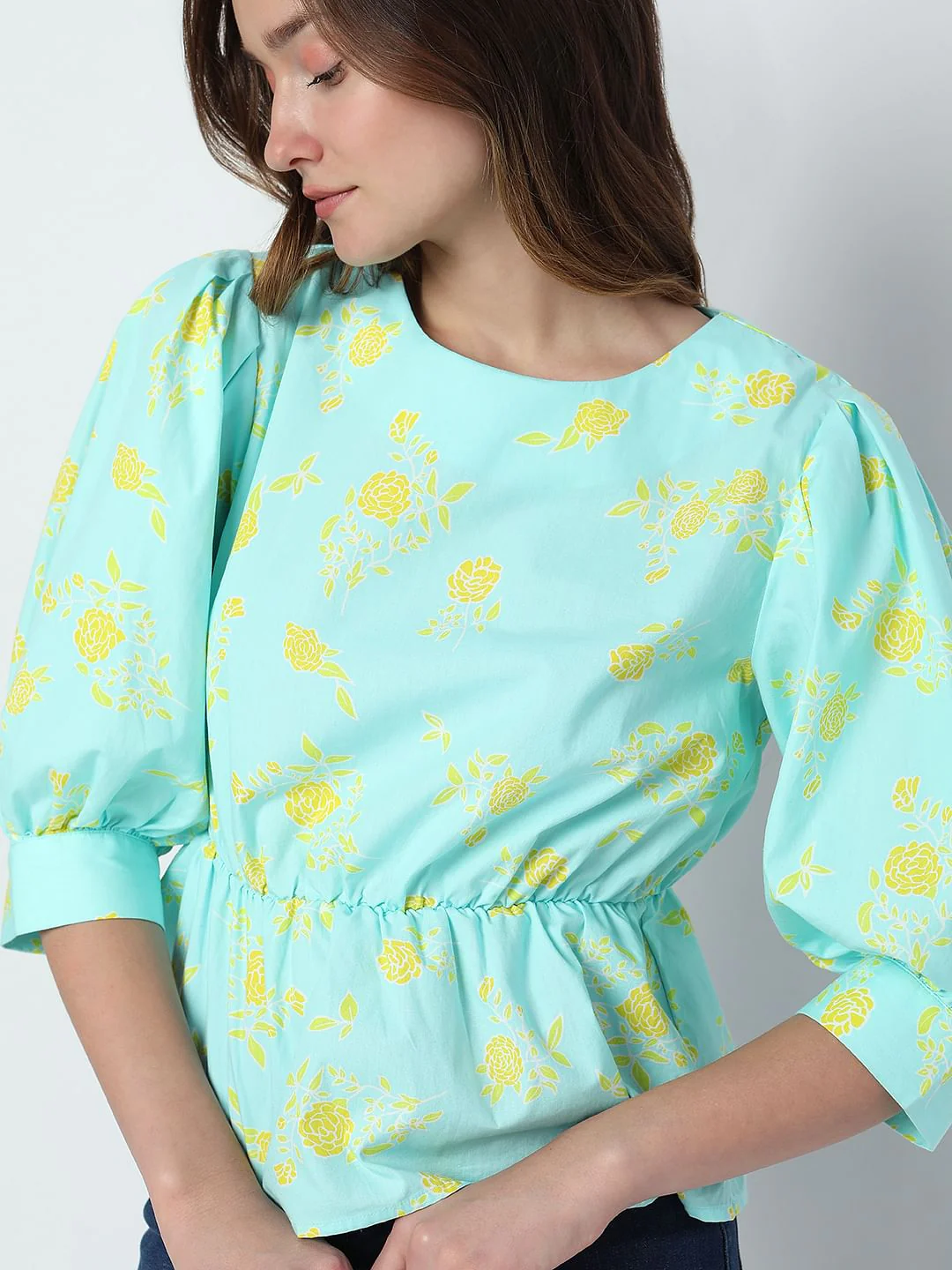 Green Floral Boatneck Top - Image 6