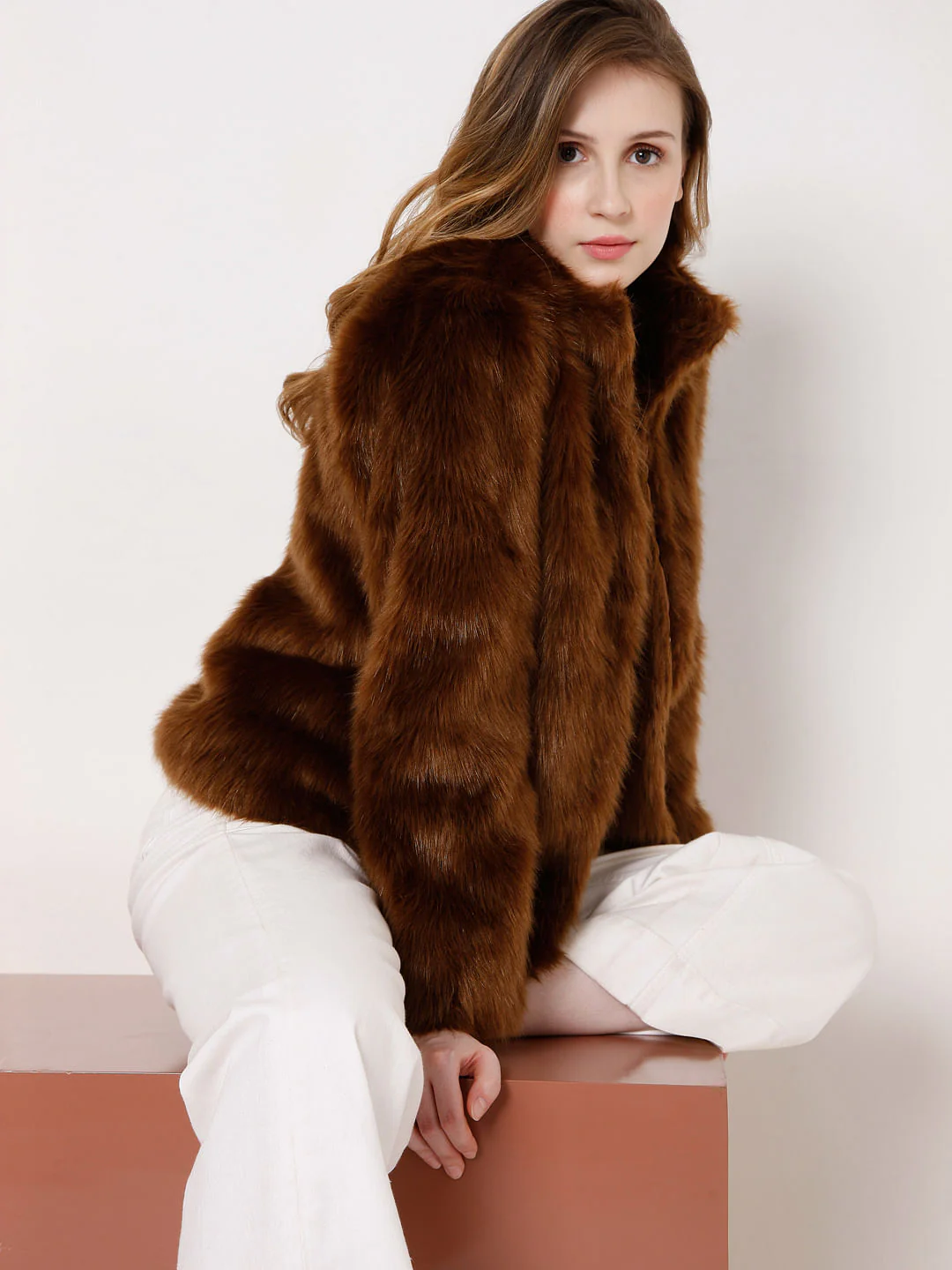 Faux Fur Animal Print Coat