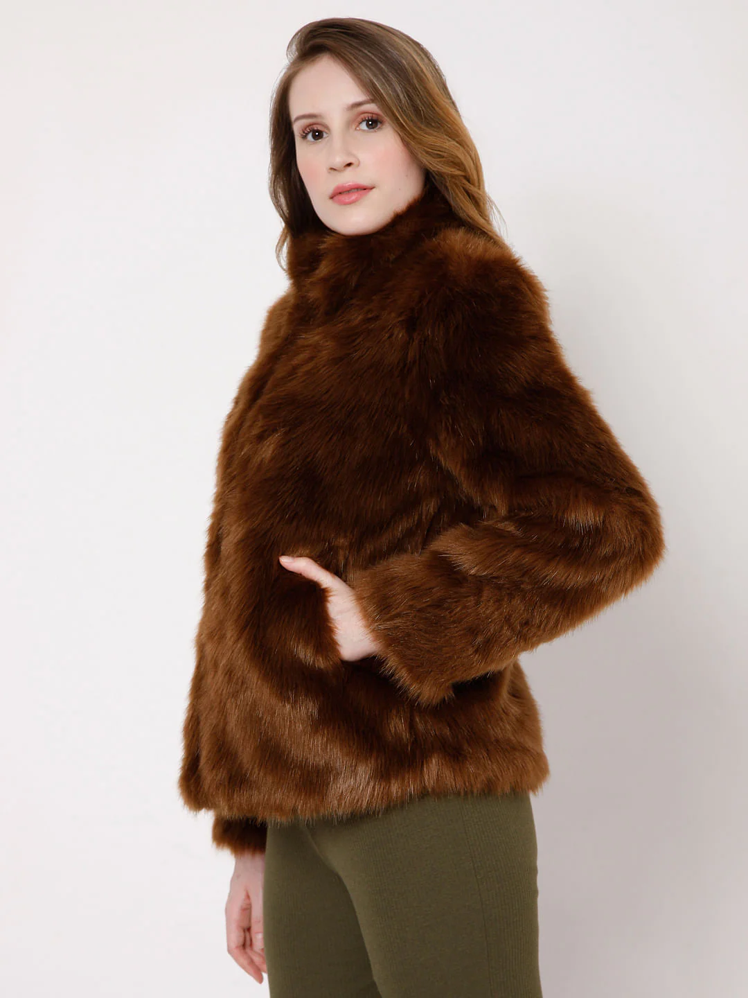Faux Fur Animal Print Coat - Image 3
