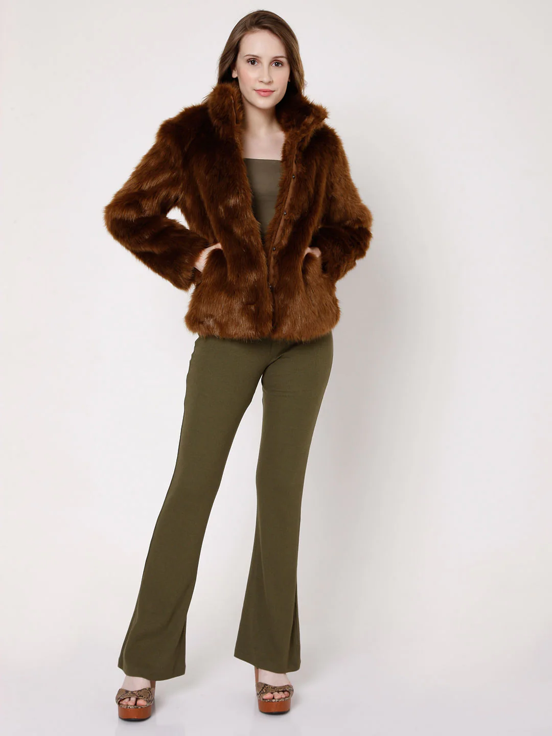 Faux Fur Animal Print Coat - Image 5