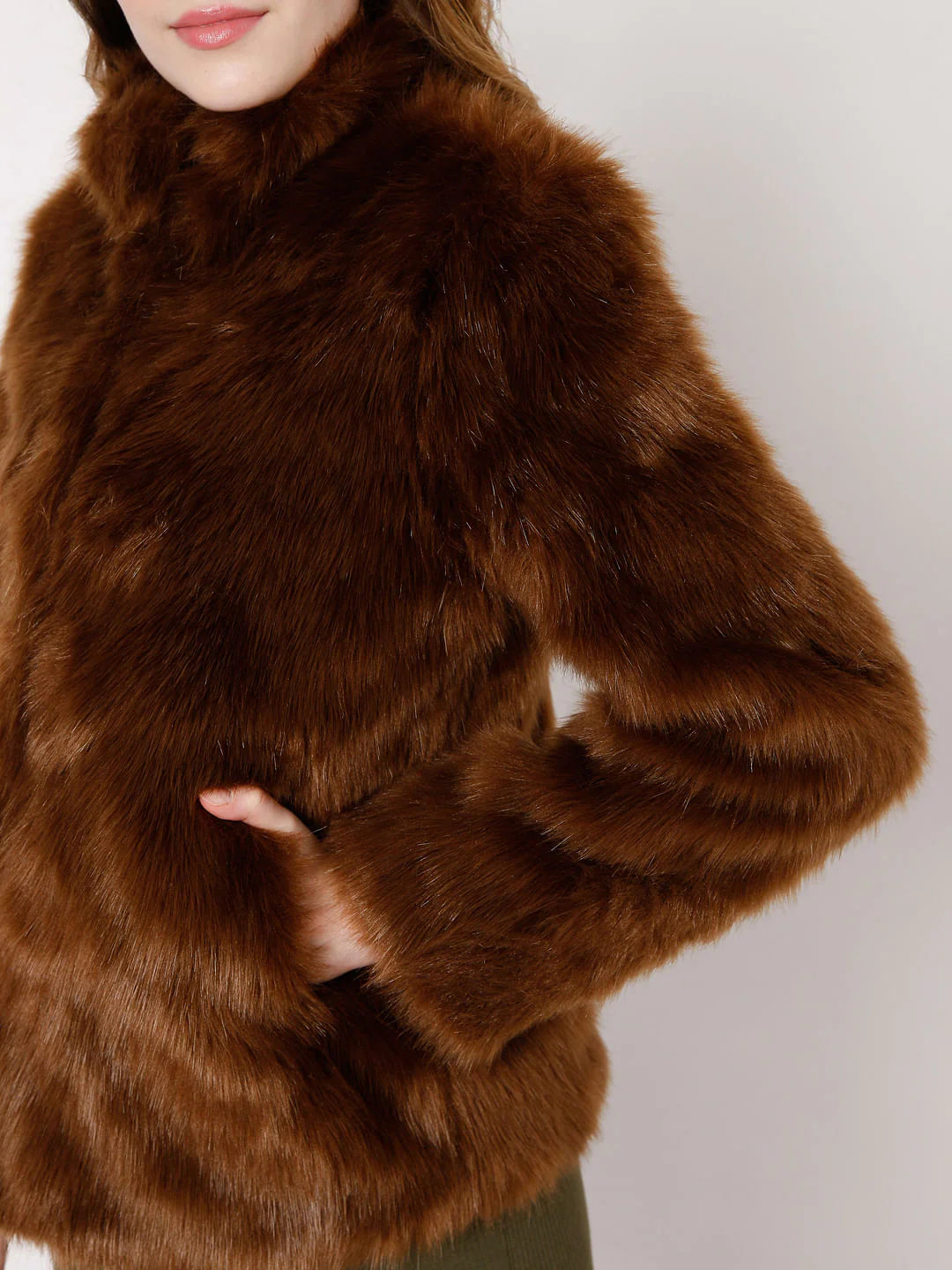Faux Fur Animal Print Coat - Image 6