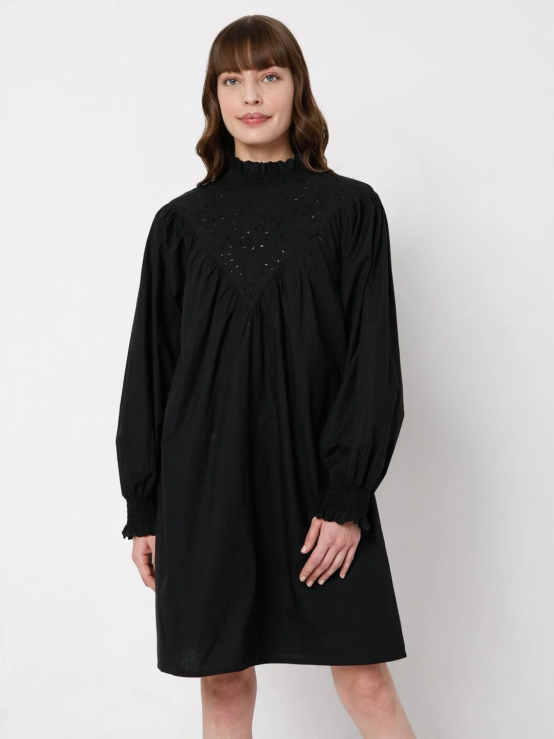 Black Schiffli Shift Dress - Image 2