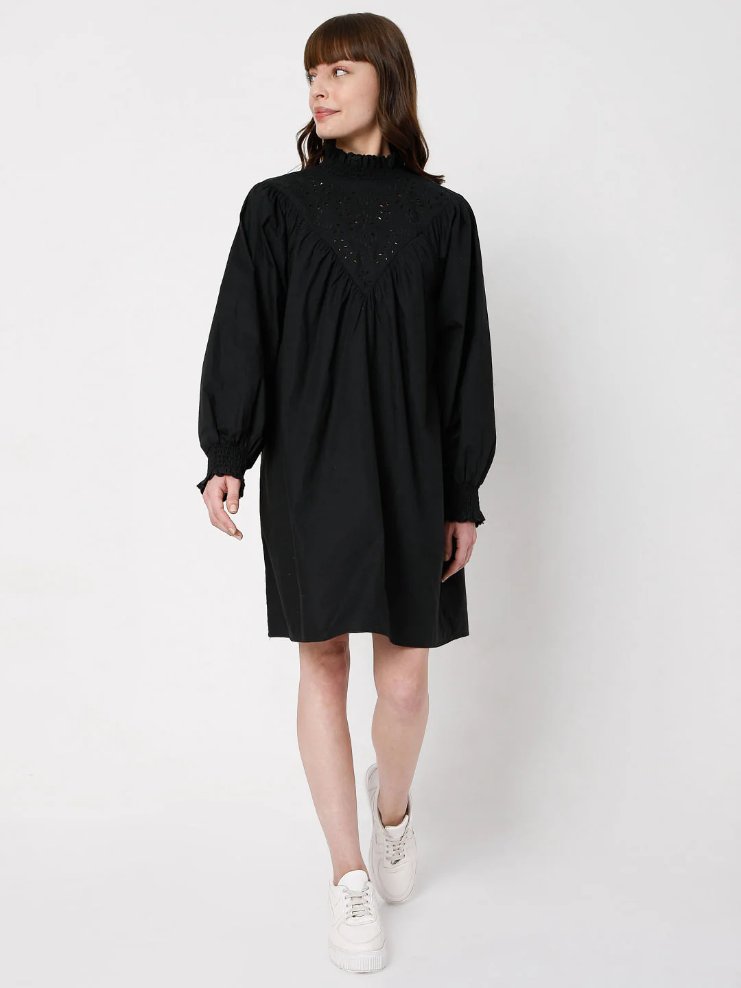 Black Schiffli Shift Dress - Image 5
