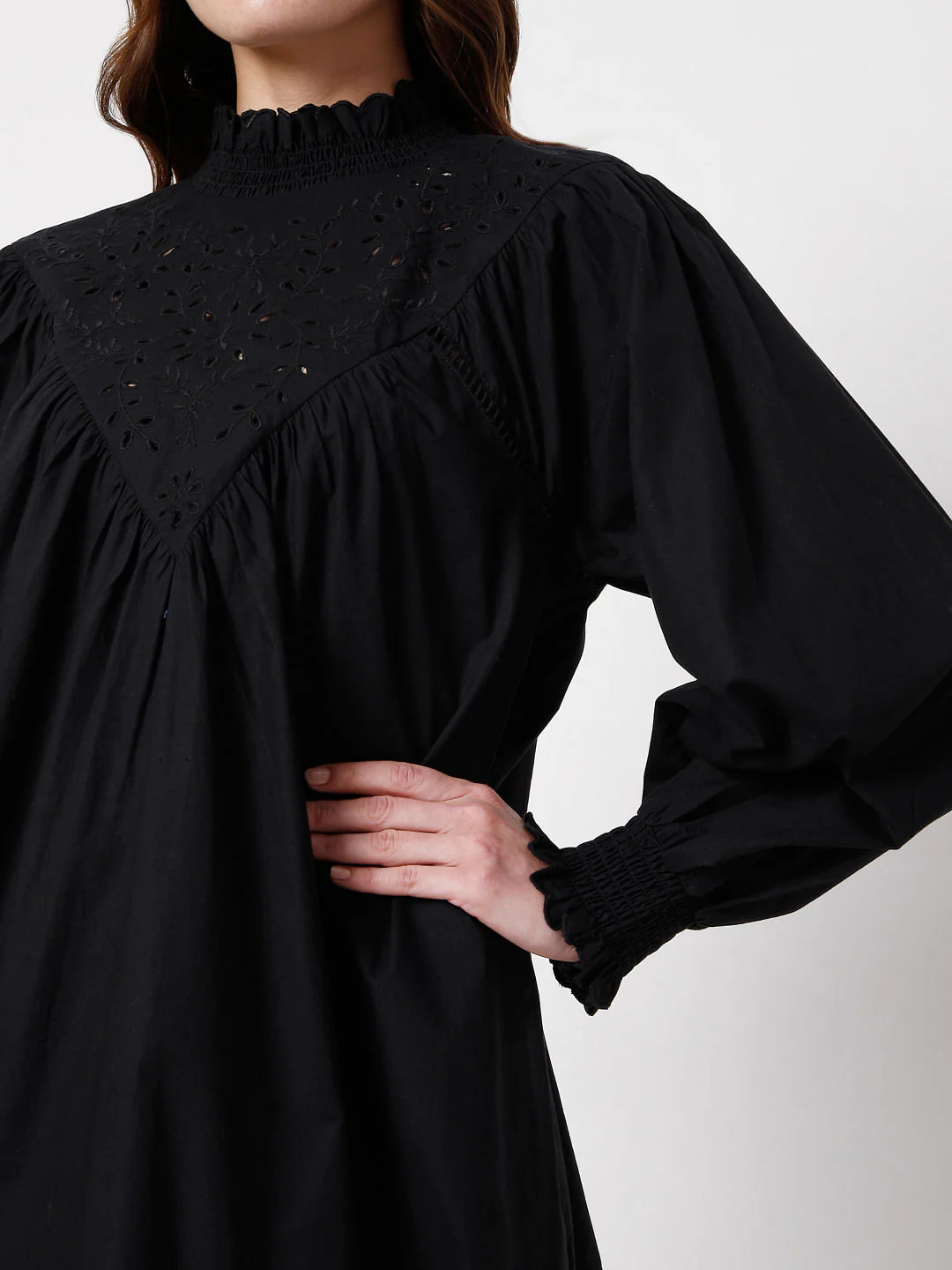 Black Schiffli Shift Dress - Image 6
