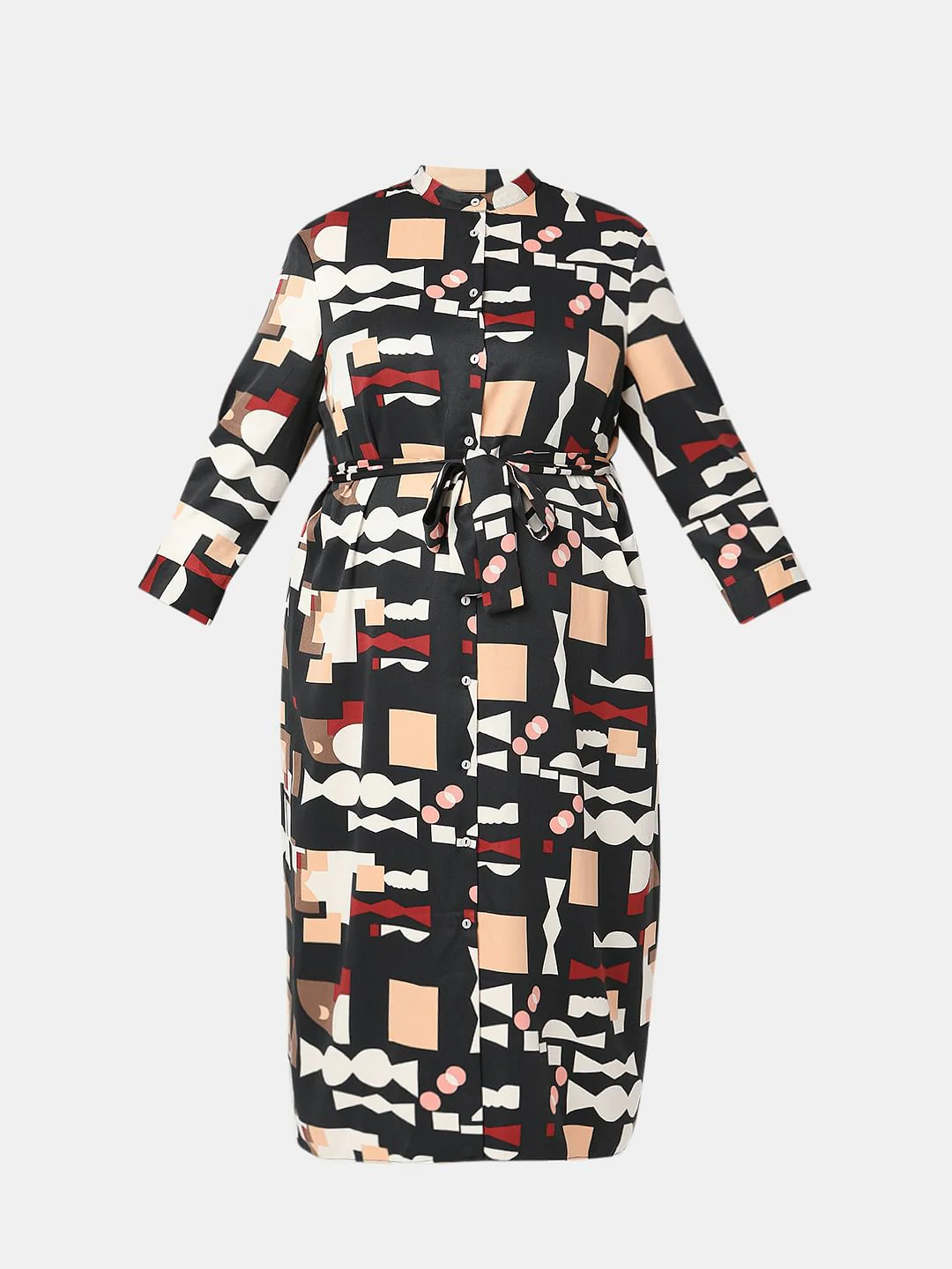 Curve Black Printed Midi Shirt Dress - Image 6