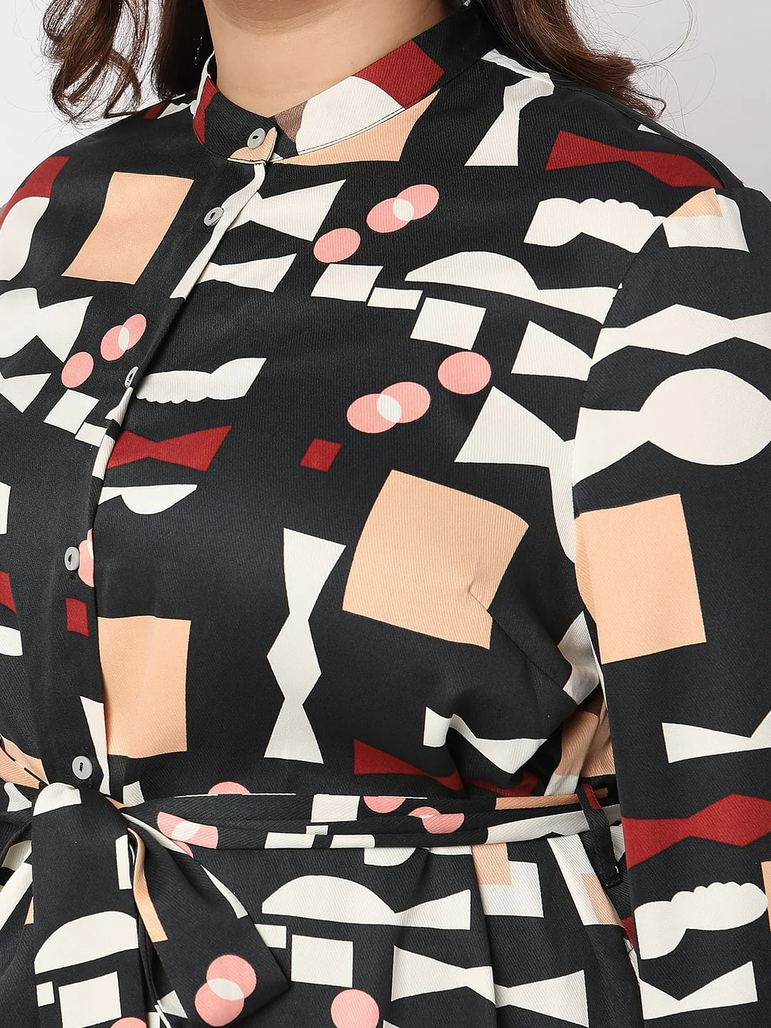 Curve Black Printed Midi Shirt Dress - Image 7