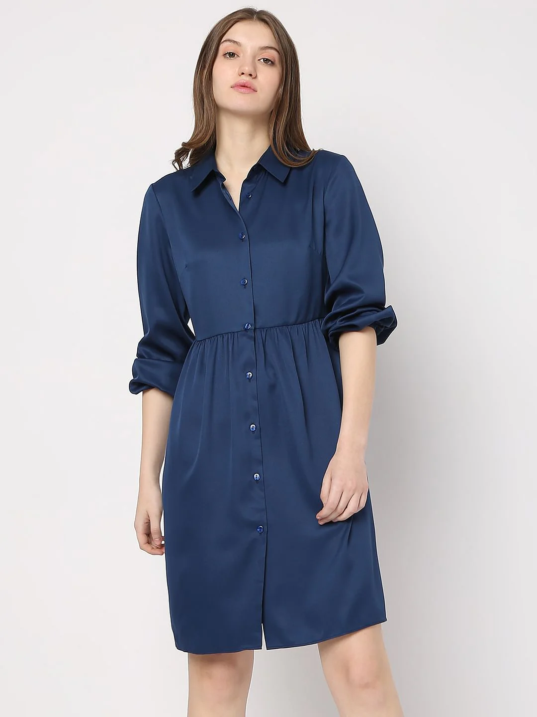 Dark Blue Shirt Dress - Image 2