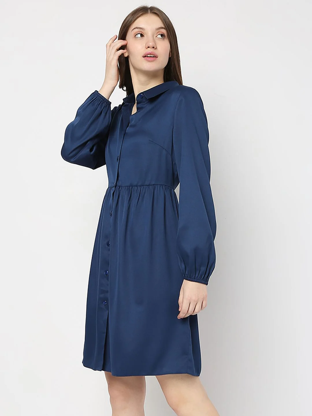 Dark Blue Shirt Dress - Image 3