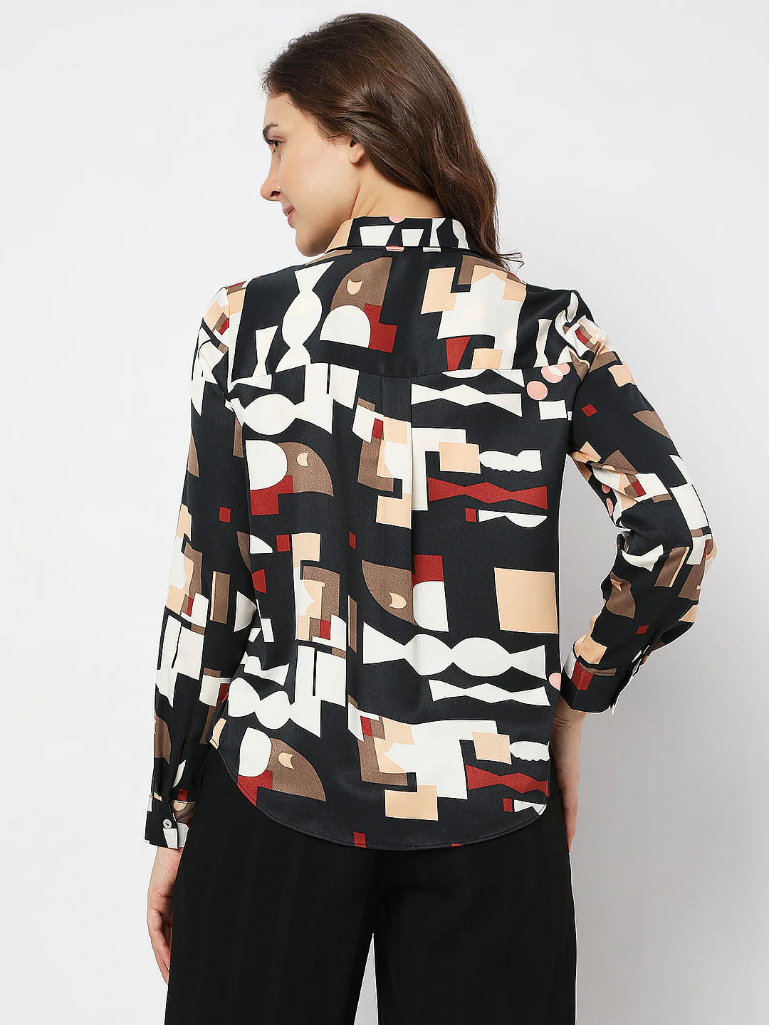 Black Geometric Print Shirt - Image 4