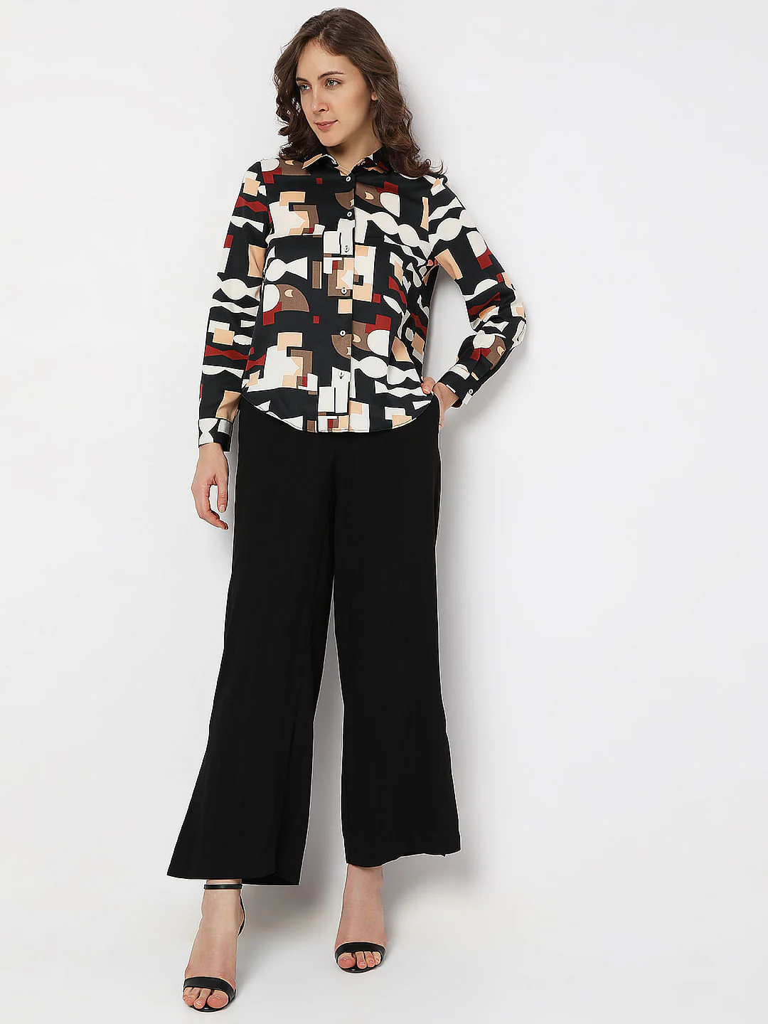 Black Geometric Print Shirt - Image 5