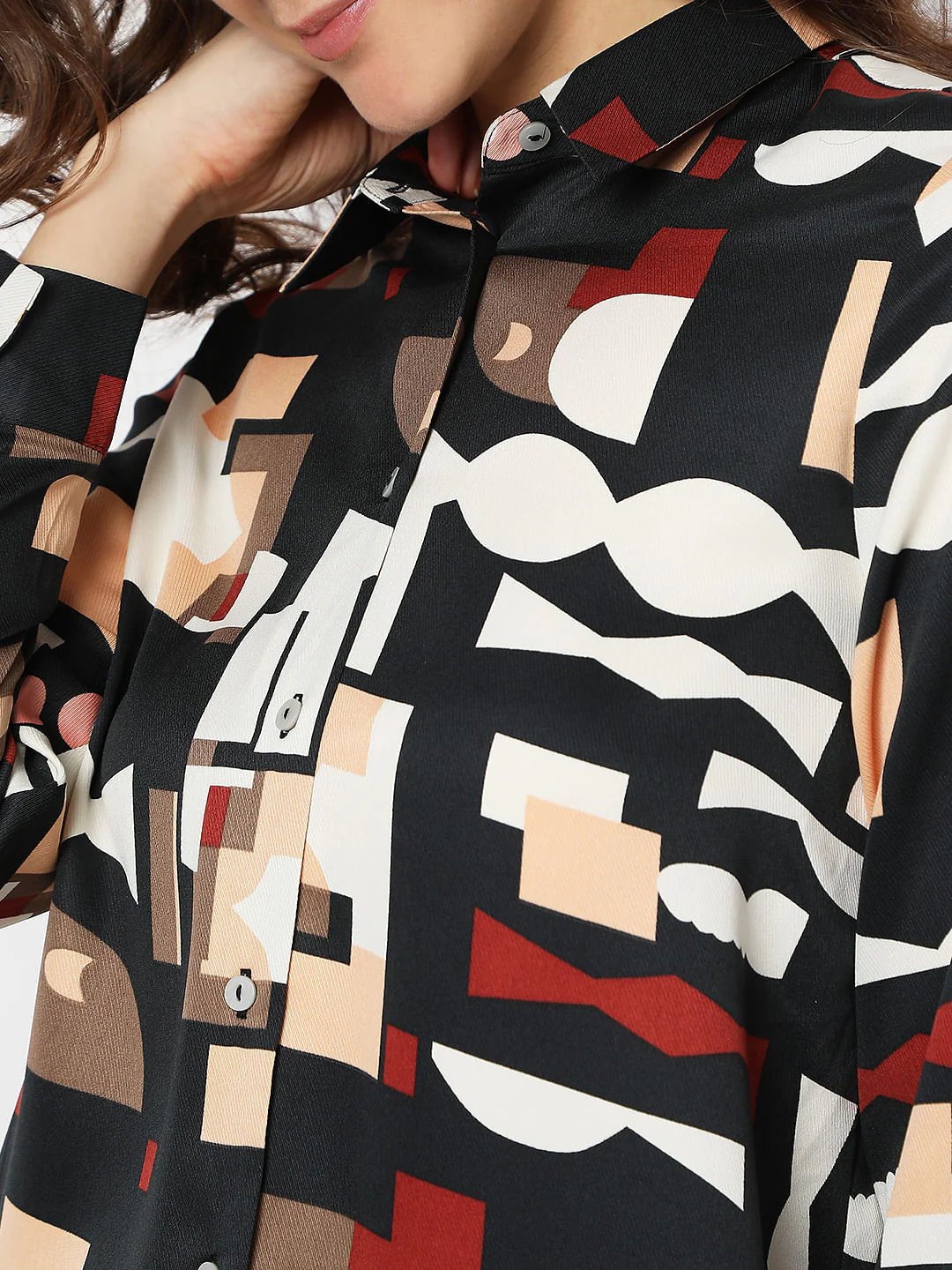 Black Geometric Print Shirt - Image 6