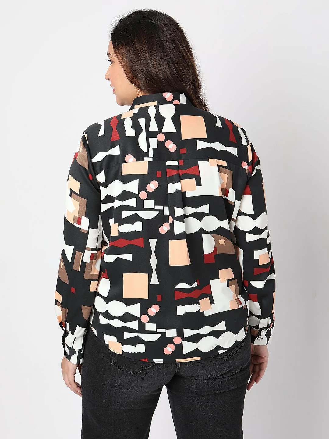 Curve Black Printed Shirt - Image 4