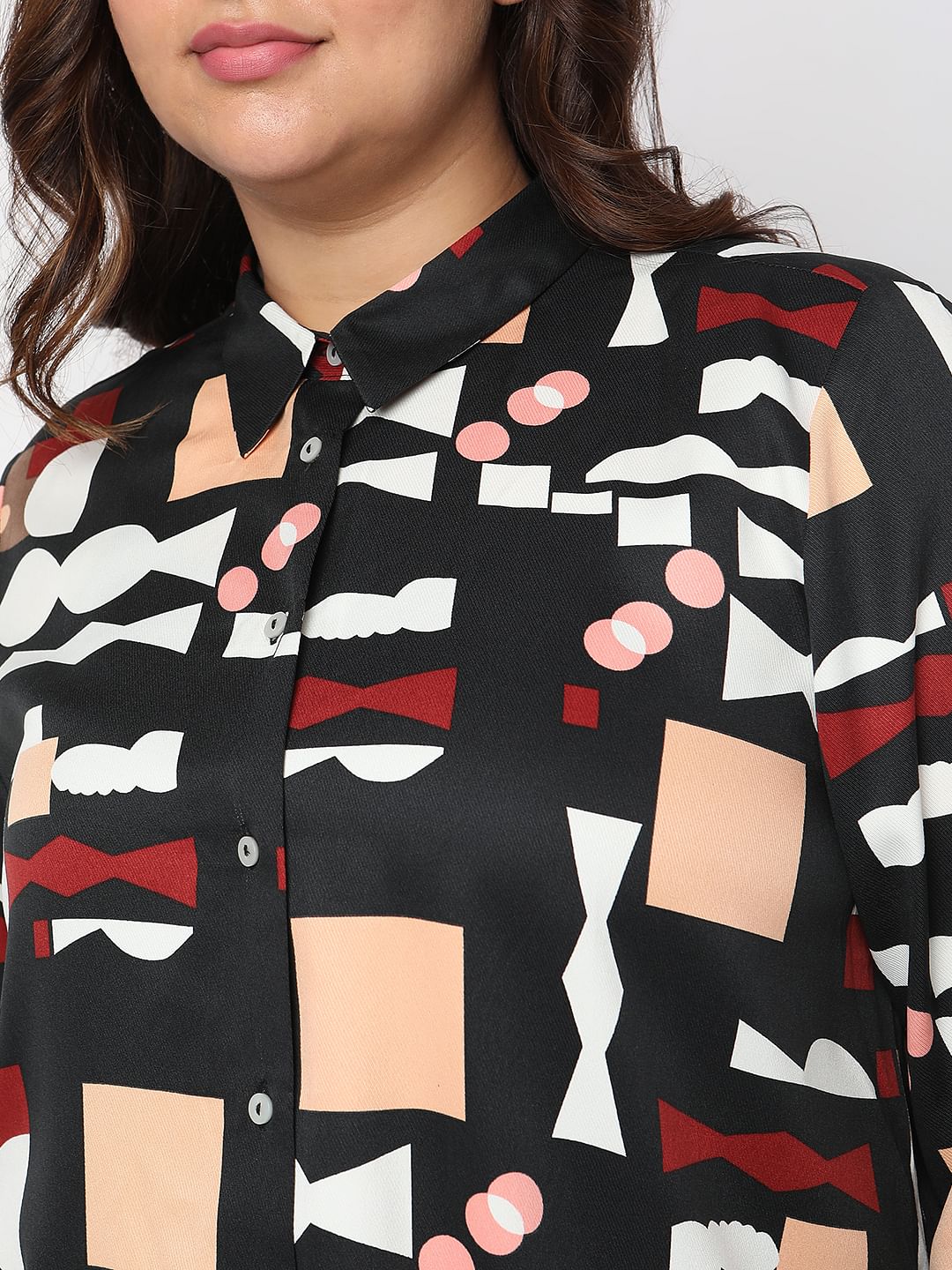 Curve Black Printed Shirt - Image 6