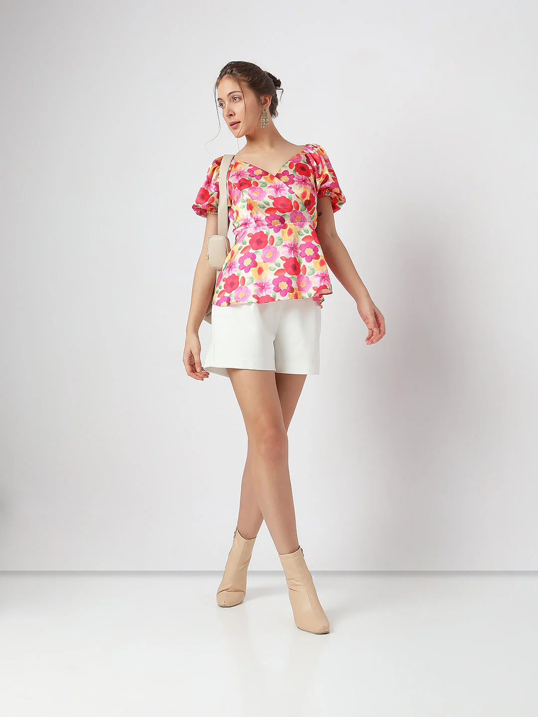 Red Floral Peplum Top
