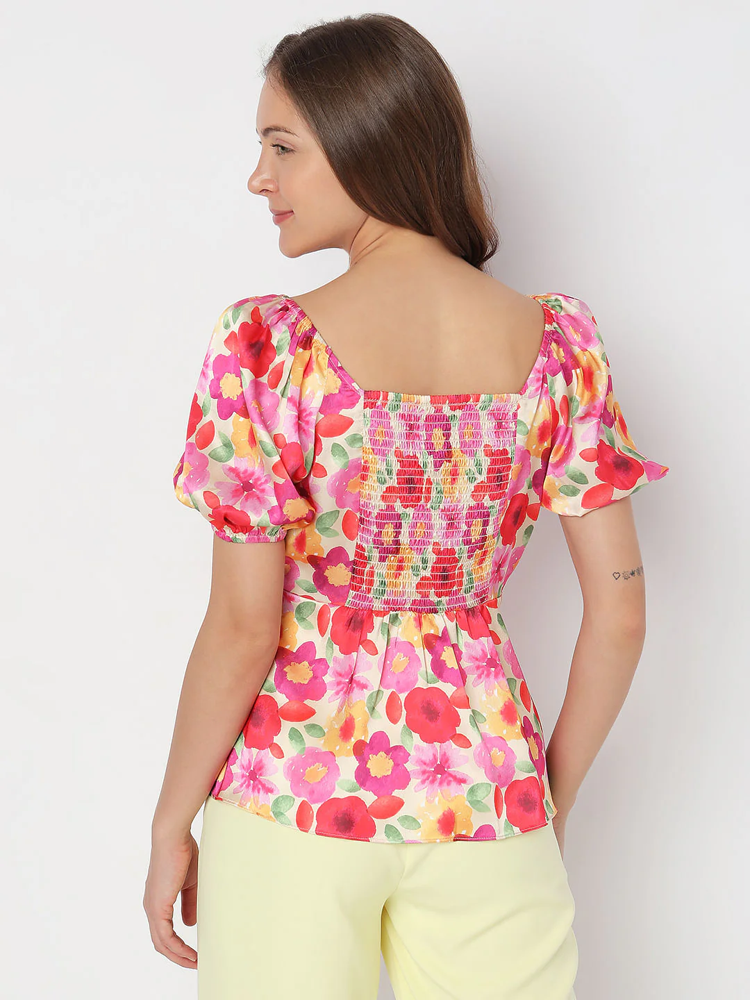 Red Floral Peplum Top - Image 4