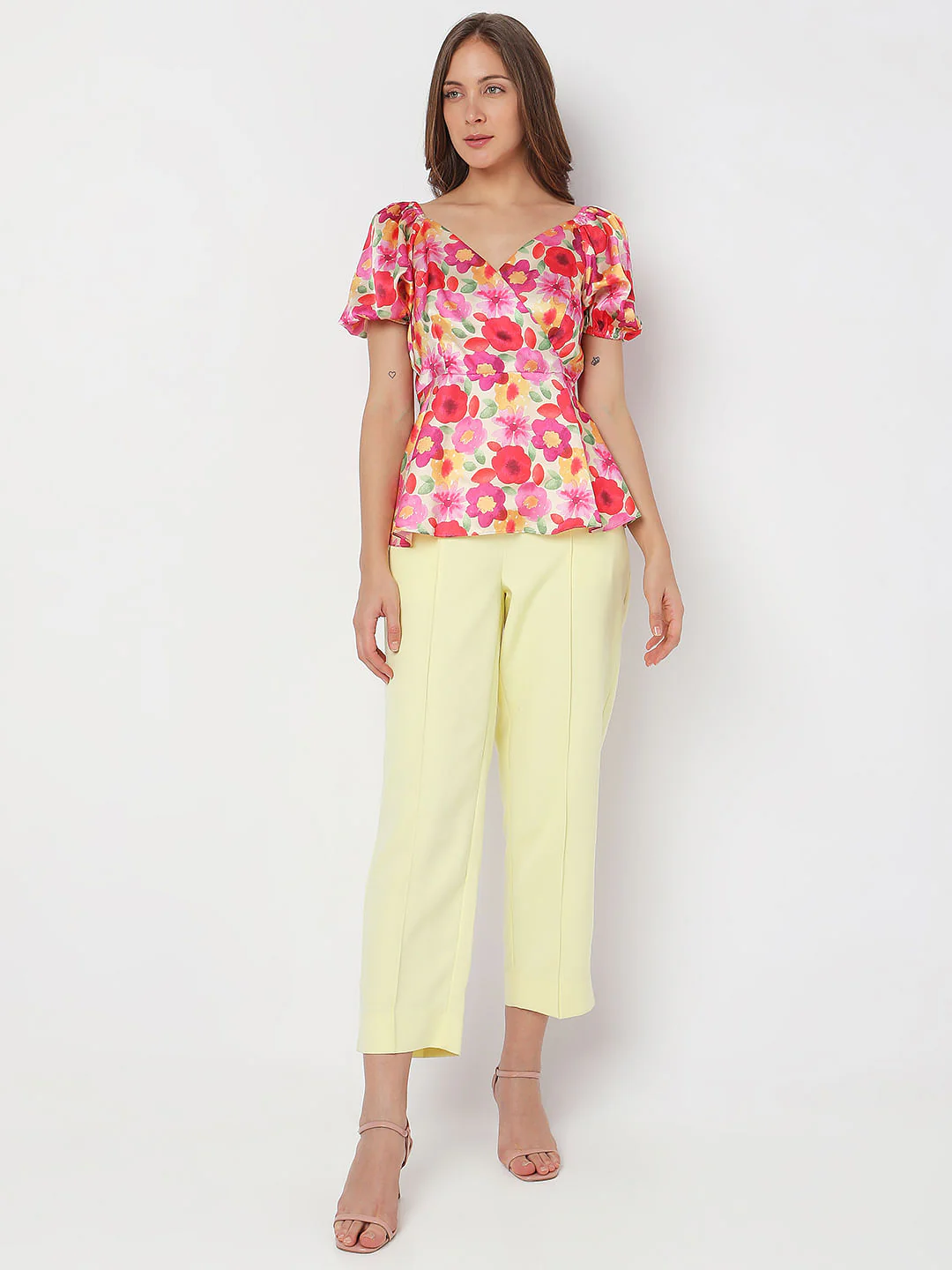 Red Floral Peplum Top - Image 5