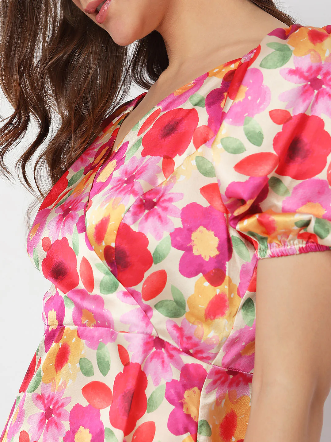 Red Floral Peplum Top - Image 6