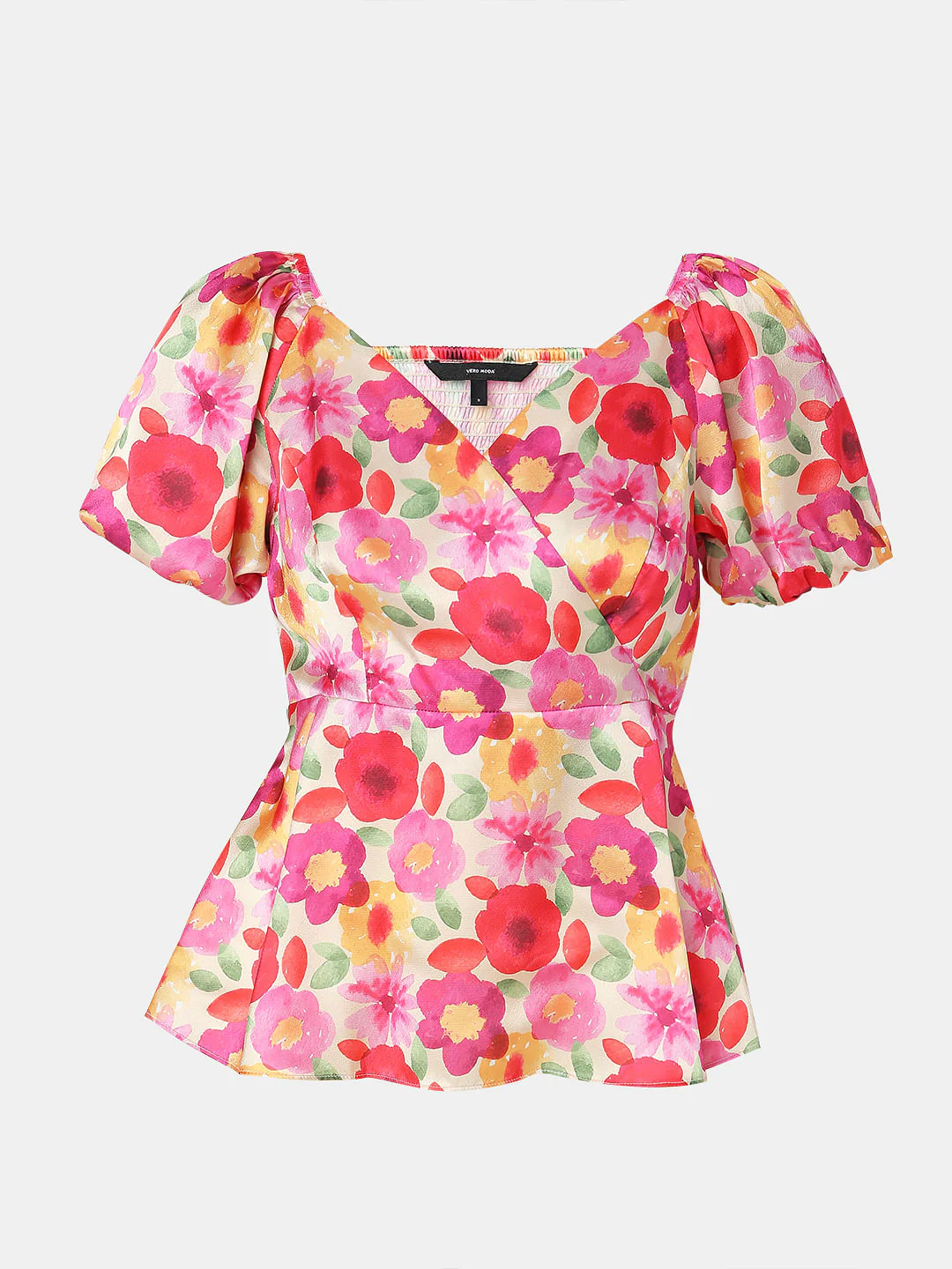 Red Floral Peplum Top - Image 7