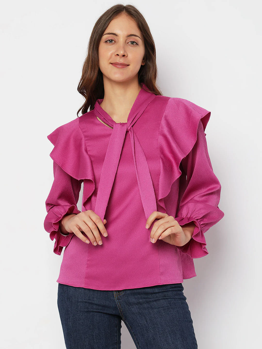 Purple Ruffle Sleeves Top - Image 2