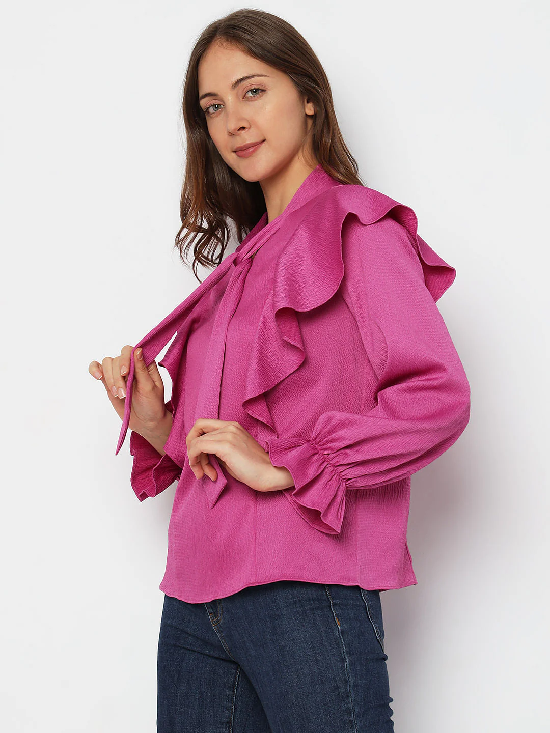 Purple Ruffle Sleeves Top - Image 3