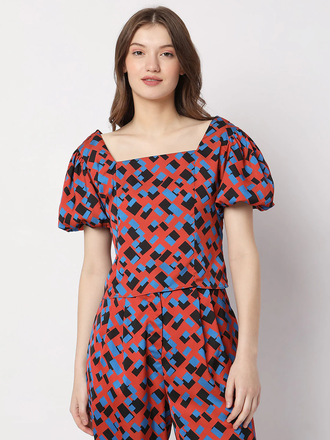 Brown Printed Co-Ord Top - Image 2