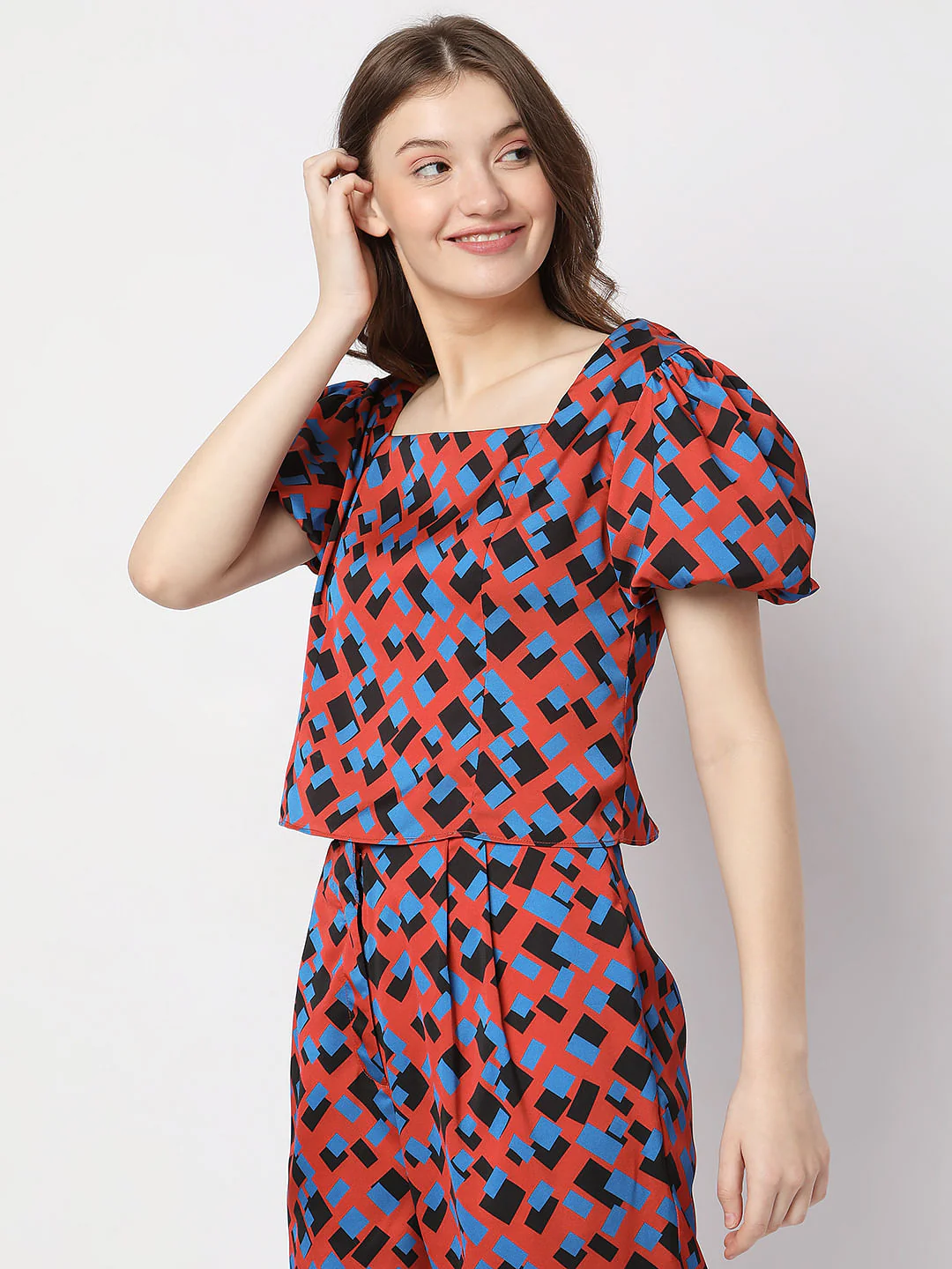 Brown Printed Co-Ord Top - Image 3