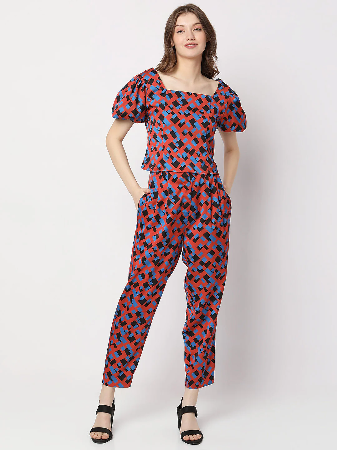 Brown Printed Co-Ord Top - Image 5