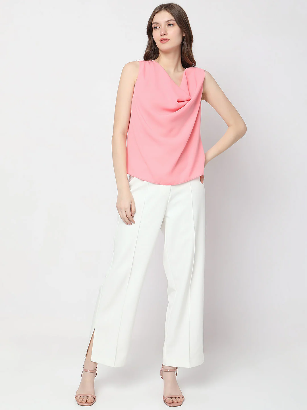 Pink Cowl Neck Sleeveless Top - Image 5