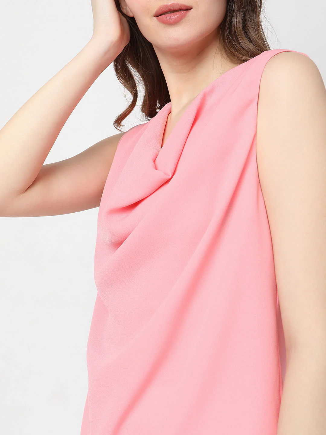 Pink Cowl Neck Sleeveless Top - Image 6