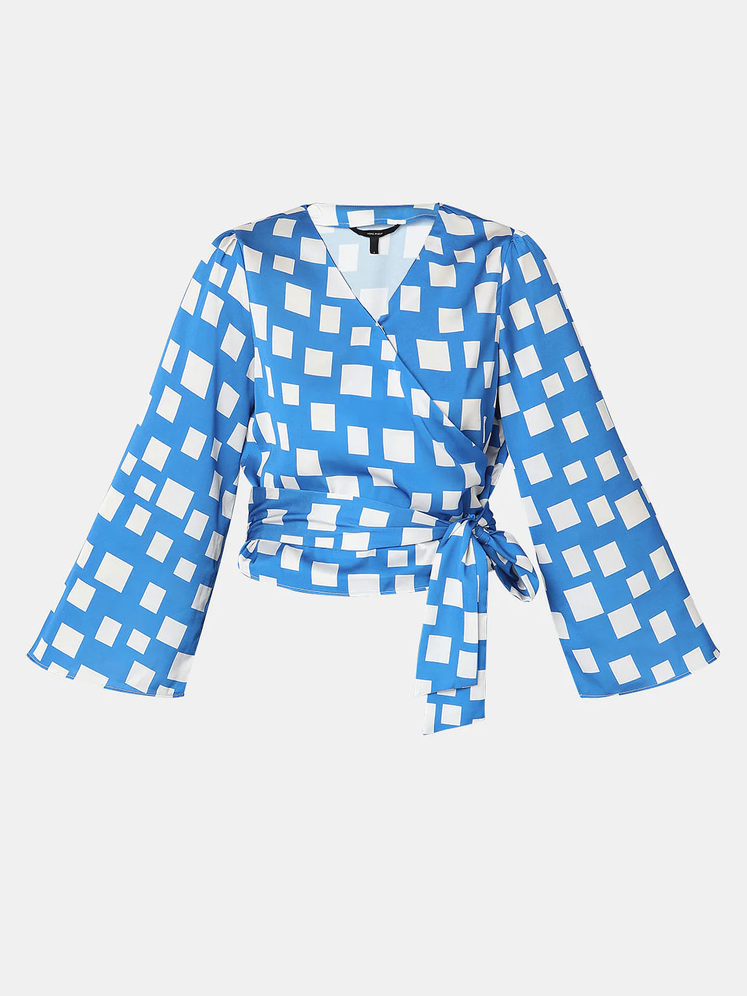 Blue Printed Wrap-Over Top - Image 7