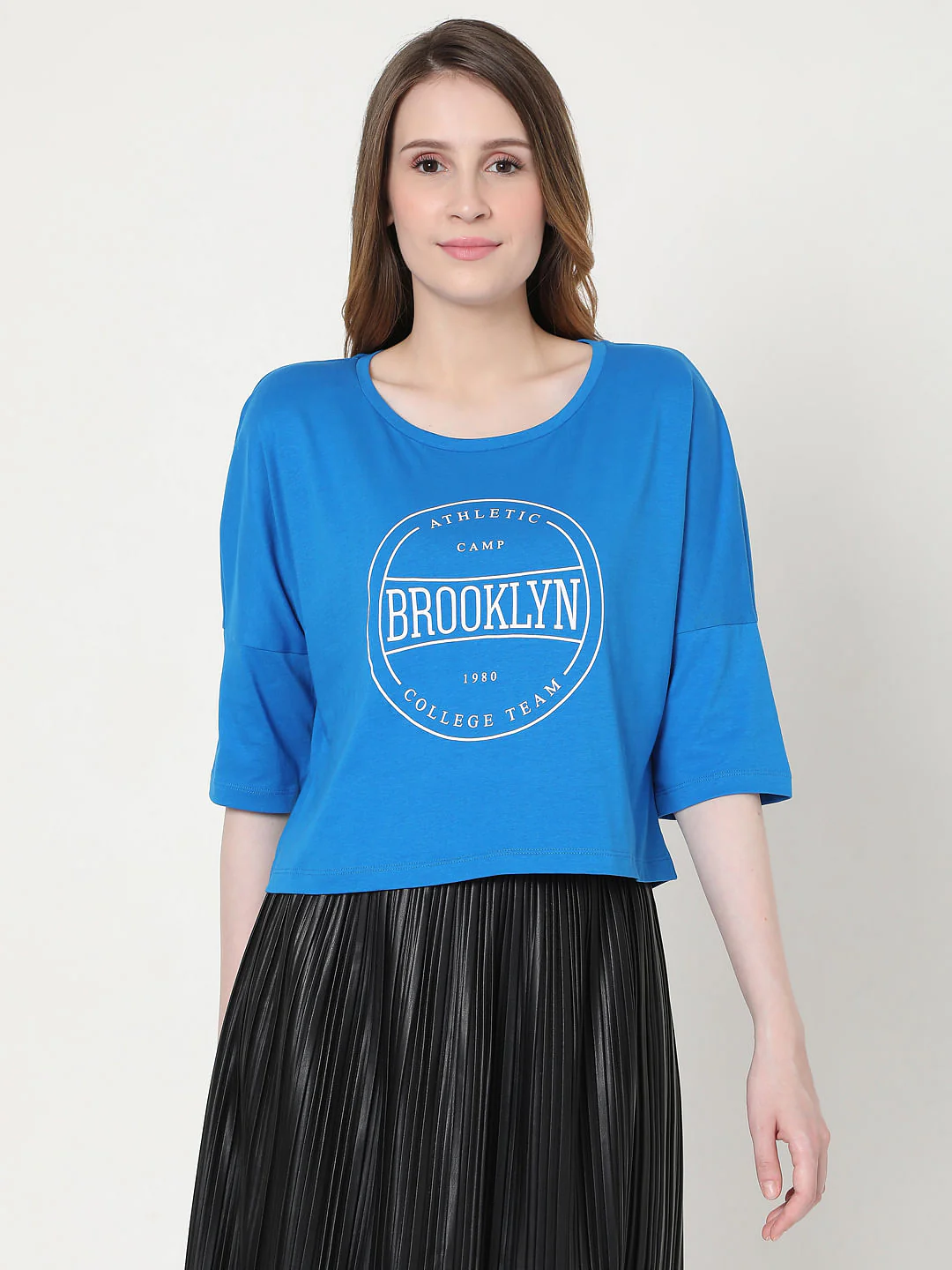 Blue Text Print T-Shirt