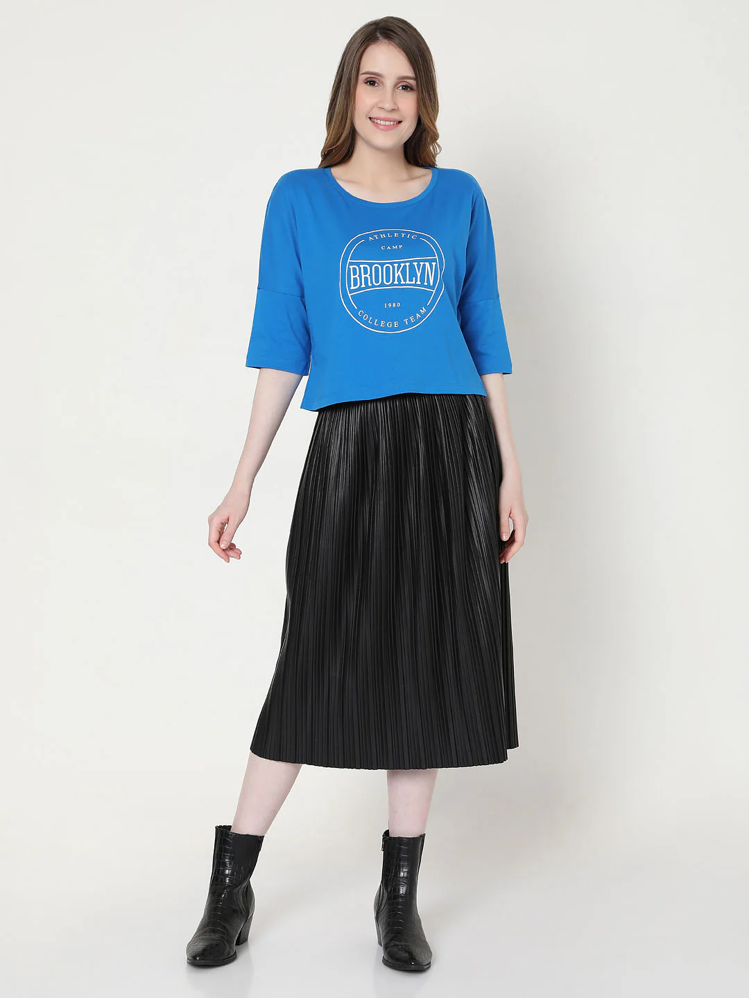 Blue Text Print T-Shirt - Image 4