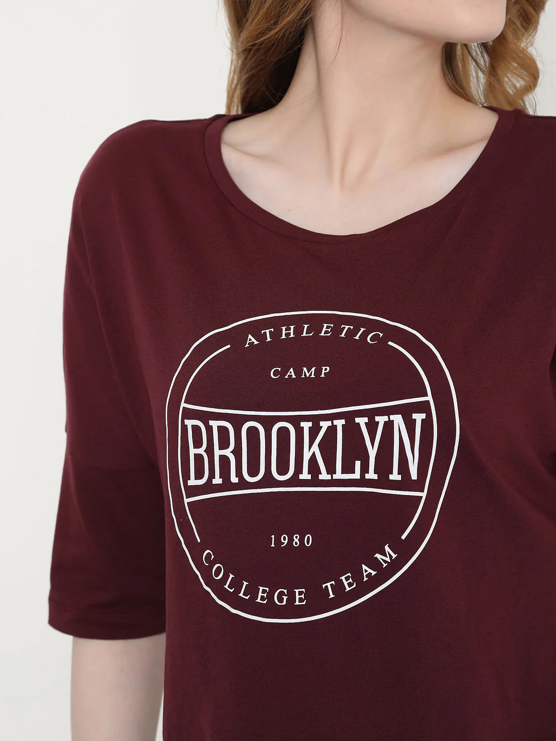 Maroon Text Print T-Shirt - Image 5