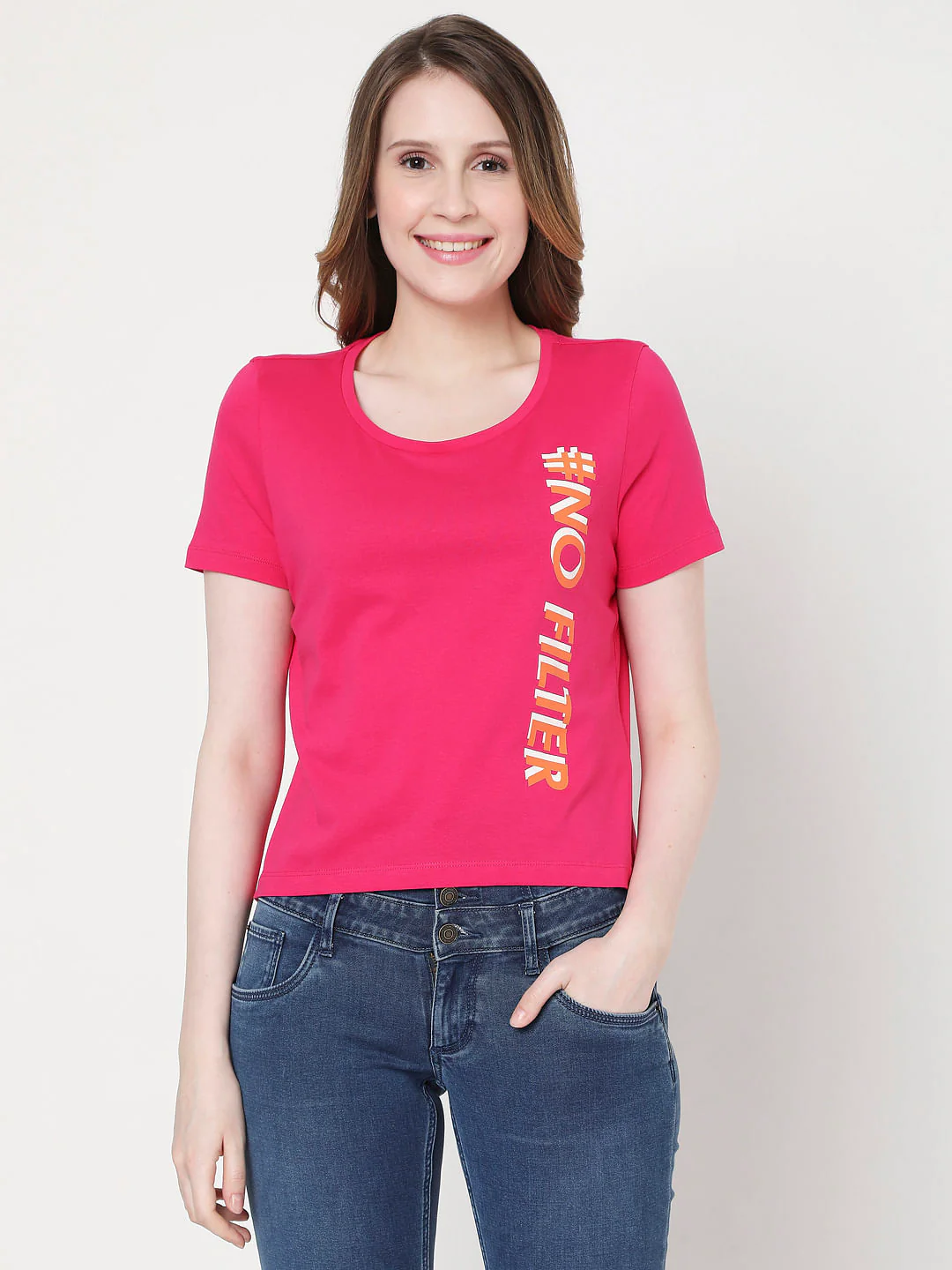 Pink Slogan Print T-Shirt