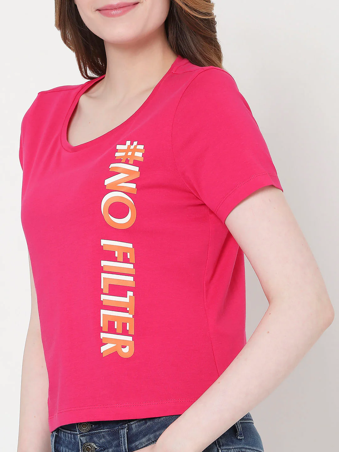 Pink Slogan Print T-Shirt - Image 5