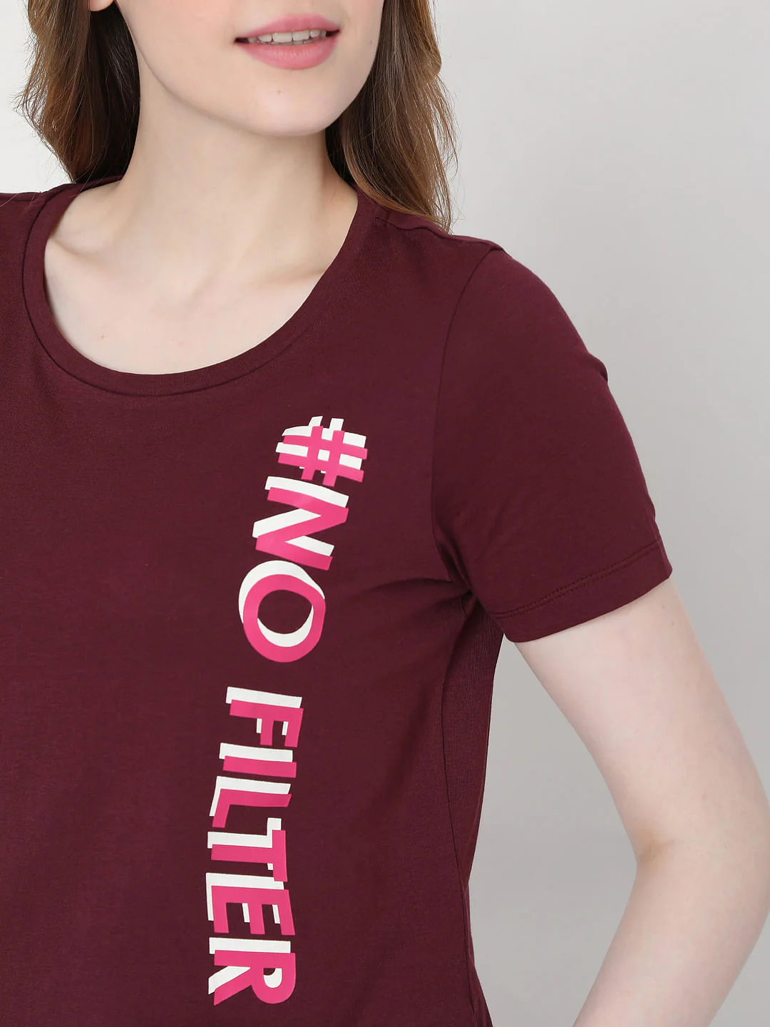 Maroon Slogan Print T-Shirt - Image 5