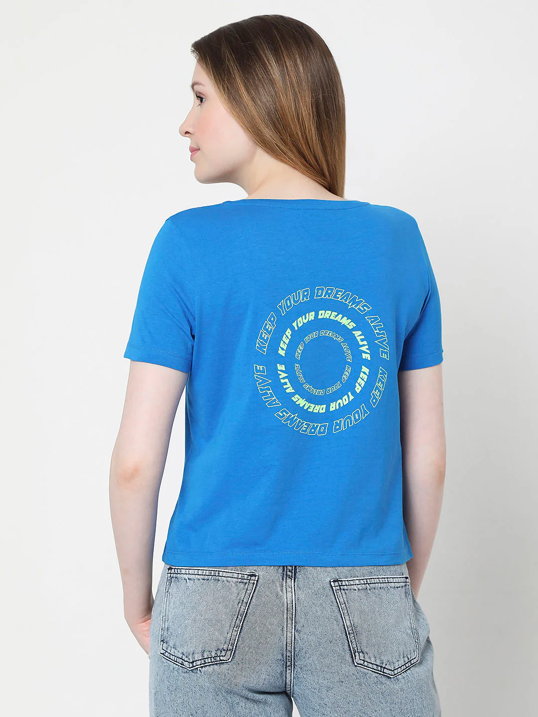Blue Slogan Print T-Shirt - Image 3