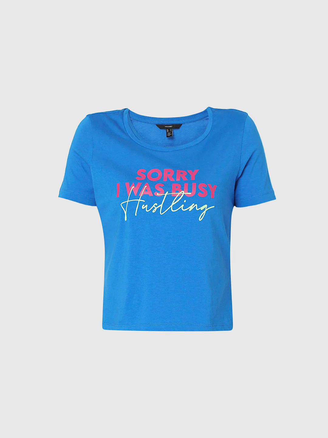 Blue Slogan Print T-Shirt - Image 6