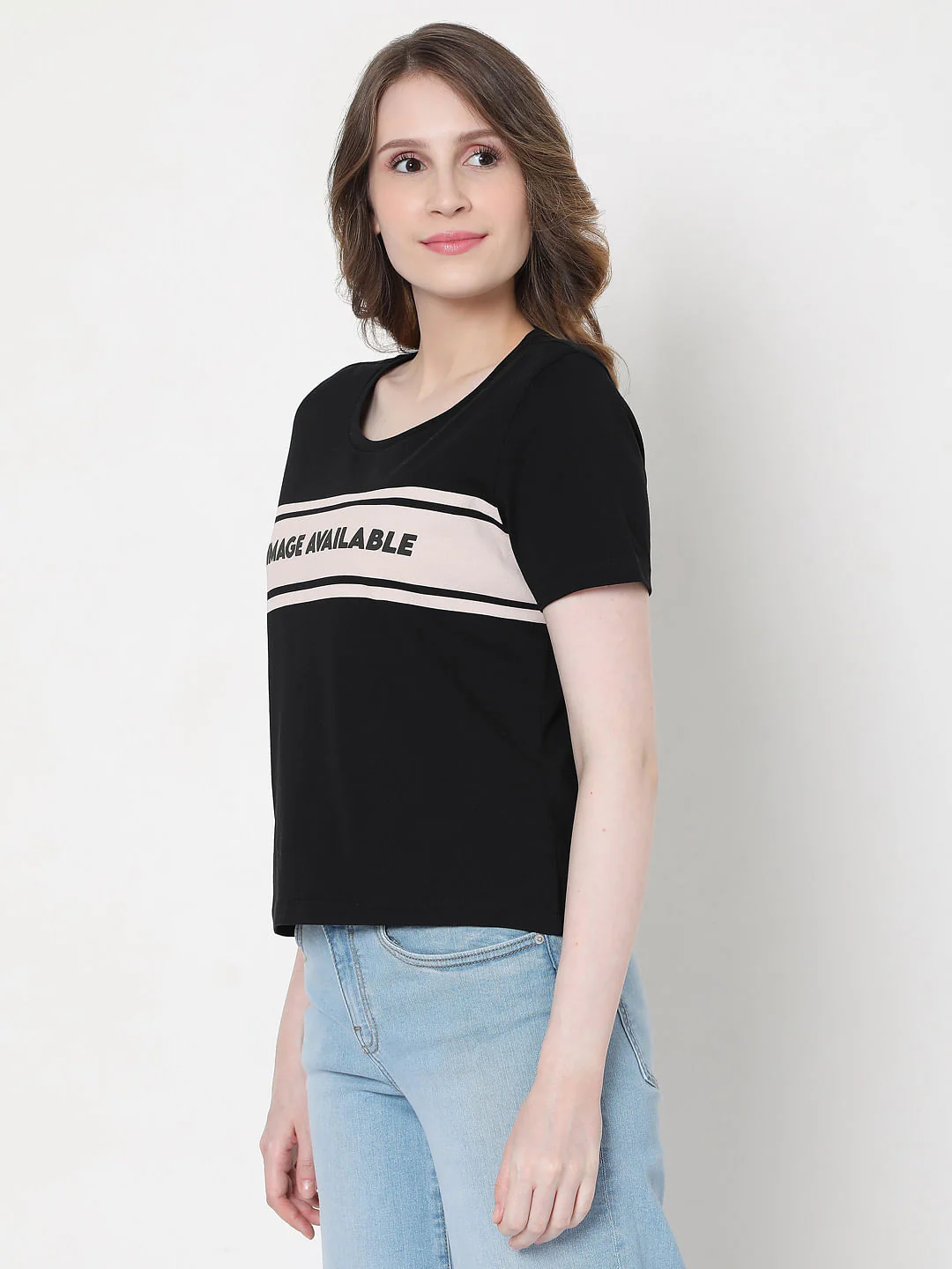 Black Text Print T-Shirt - Image 2